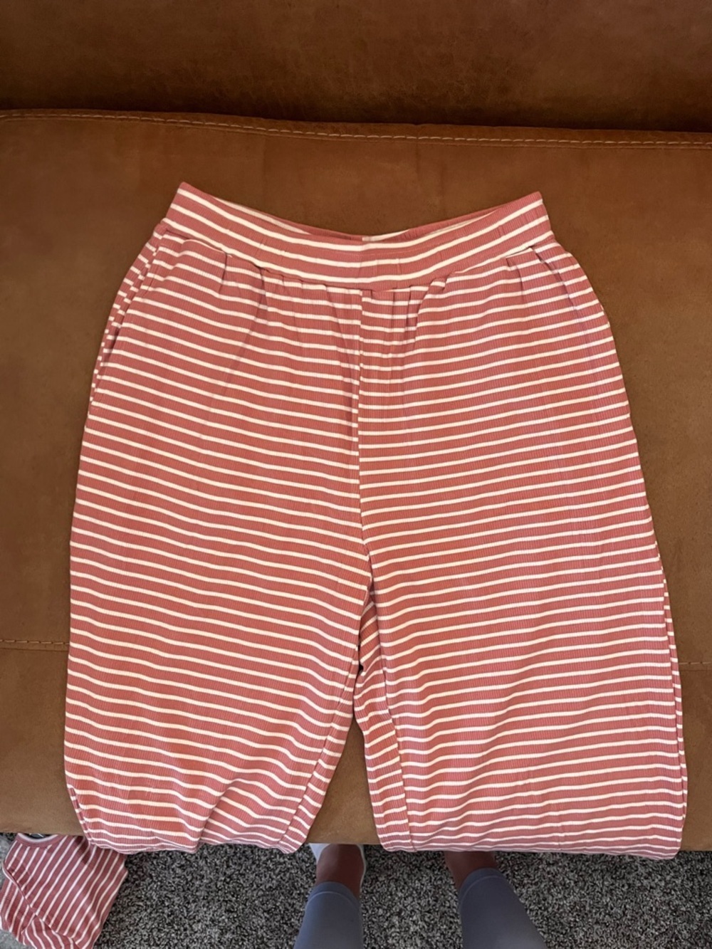 Boutique Womenspink and white striped ribbed halterneck top and lounge pants set - Picture 7 of 11